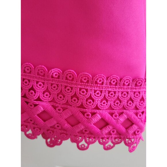 Ted Baker Hot Pink Cocktail Skater Mini Dress Size XL Lace Scuba Party Event - Picture 5 of 9